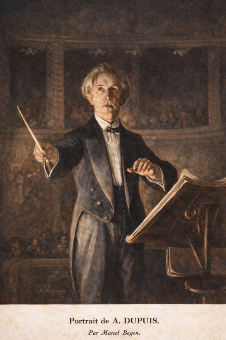 Painting of Albert Dupuis conducting, by Marcel Begon